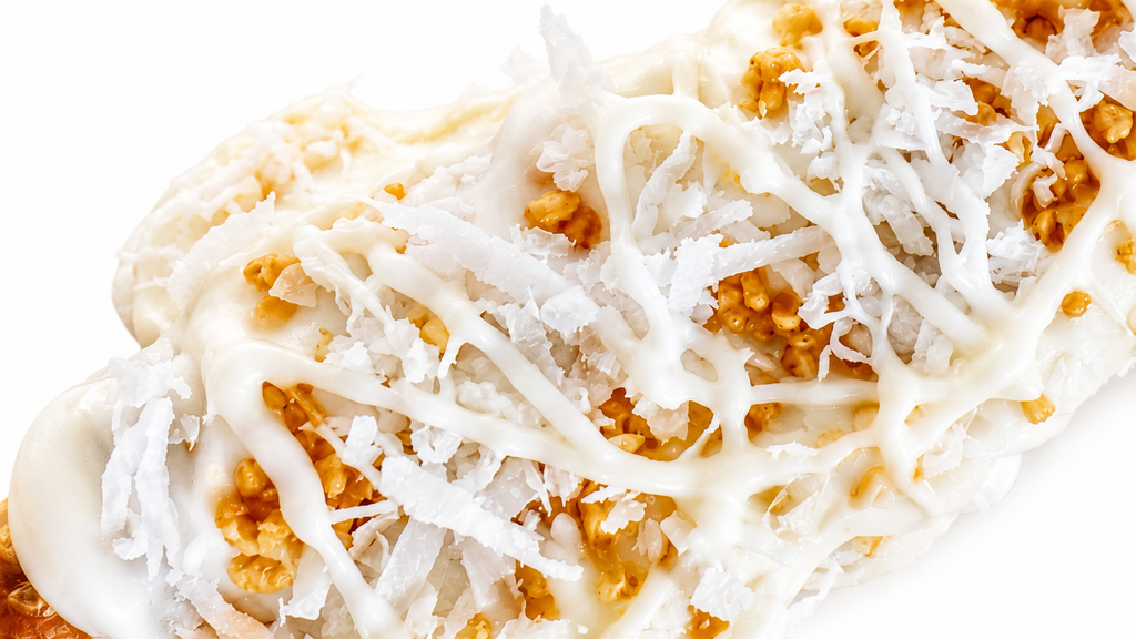 Golden Coconut Caramel Crunch Gourmet Pretzel | Premium White Chocolate Pretzel | Handcrafted Gourmet Dessert | Fruniva