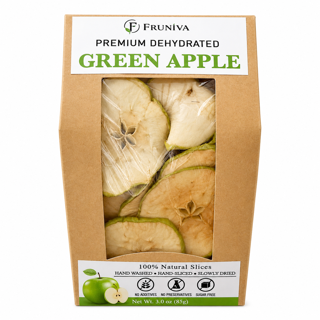 Premium Dehydrated Green Apple - No Sugar Added Healthy Snack