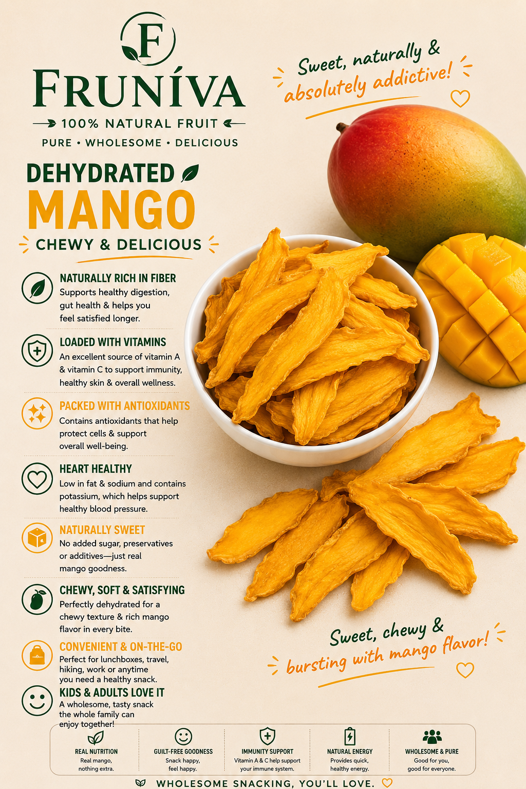 Premium Dehydrated Mango - No Sugar Added Heathy Snack